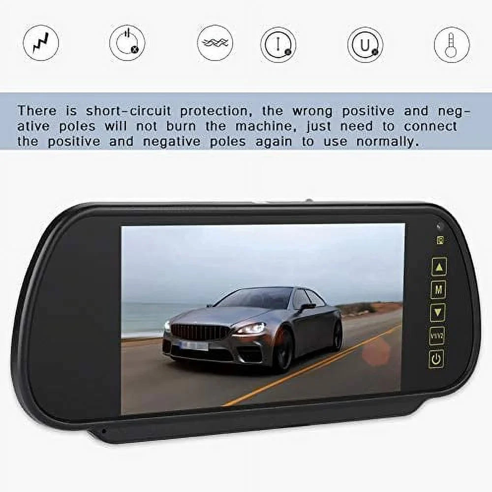 Bileeko 7 Inch Digital  Car Monitor Screen for Parking Backup Camera with Bracket, Vehicle Rear View External Car Rearview Mirror, Car  Display