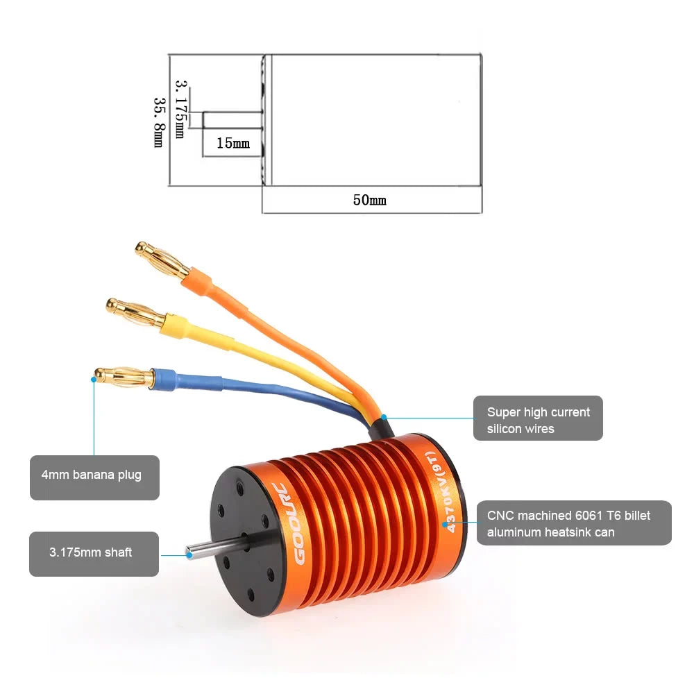 GoolRC  Accessory,Motor 45a F540 4370kv Motor With 45a Motor And 45a Set 110 1/10 Remote Car 45a Esc Combo Set Car MotorCar 45a 110waterproof MotorCombo F540 Waterproof Rookin 1/10