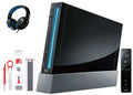 Pre-Owned Nintendo Wii Black Gaming Console + Headset Cleaning Kit   Bundle (Refurbished: Like New)