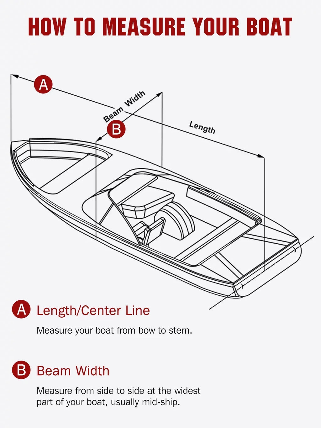 AngLink 17 - 19 ft Waterproof Boat Cover - Heavy Duty 600D Polyester Oxford All Weather Protection Bass Runabout Boat Cover, Durable and Trailerable, Fit for Fishing Boat V-Hull -Hull | Black