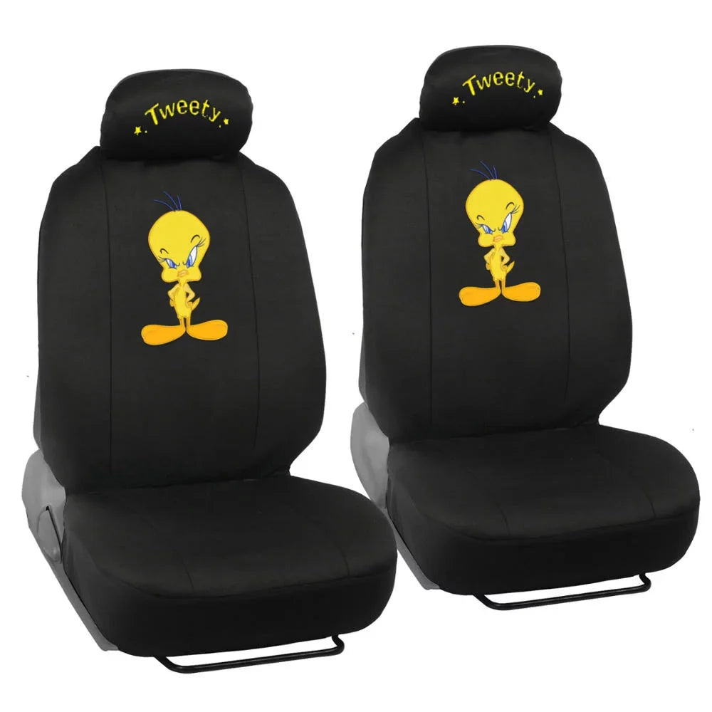 Looney Tunes Tweety Bird Car Seat Covers with Floor Mats Full Set - Holiday Car Auto Accessories Gift Set