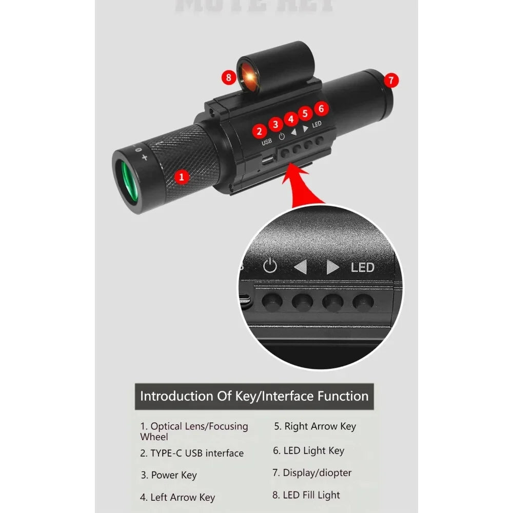 Portable Monocular Night-Visions Sight Device Day Night Use Telescopes 1.54inch Display Photo Taking Video Recording Infrared Digital Video Camera for Fishing Boating Wildlife Observation