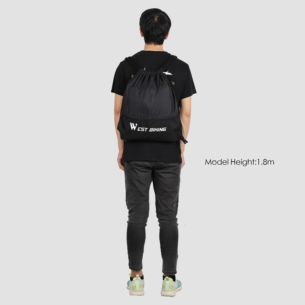 Drawstring Bag Outdoor Sports Sackpack Backpack, Black