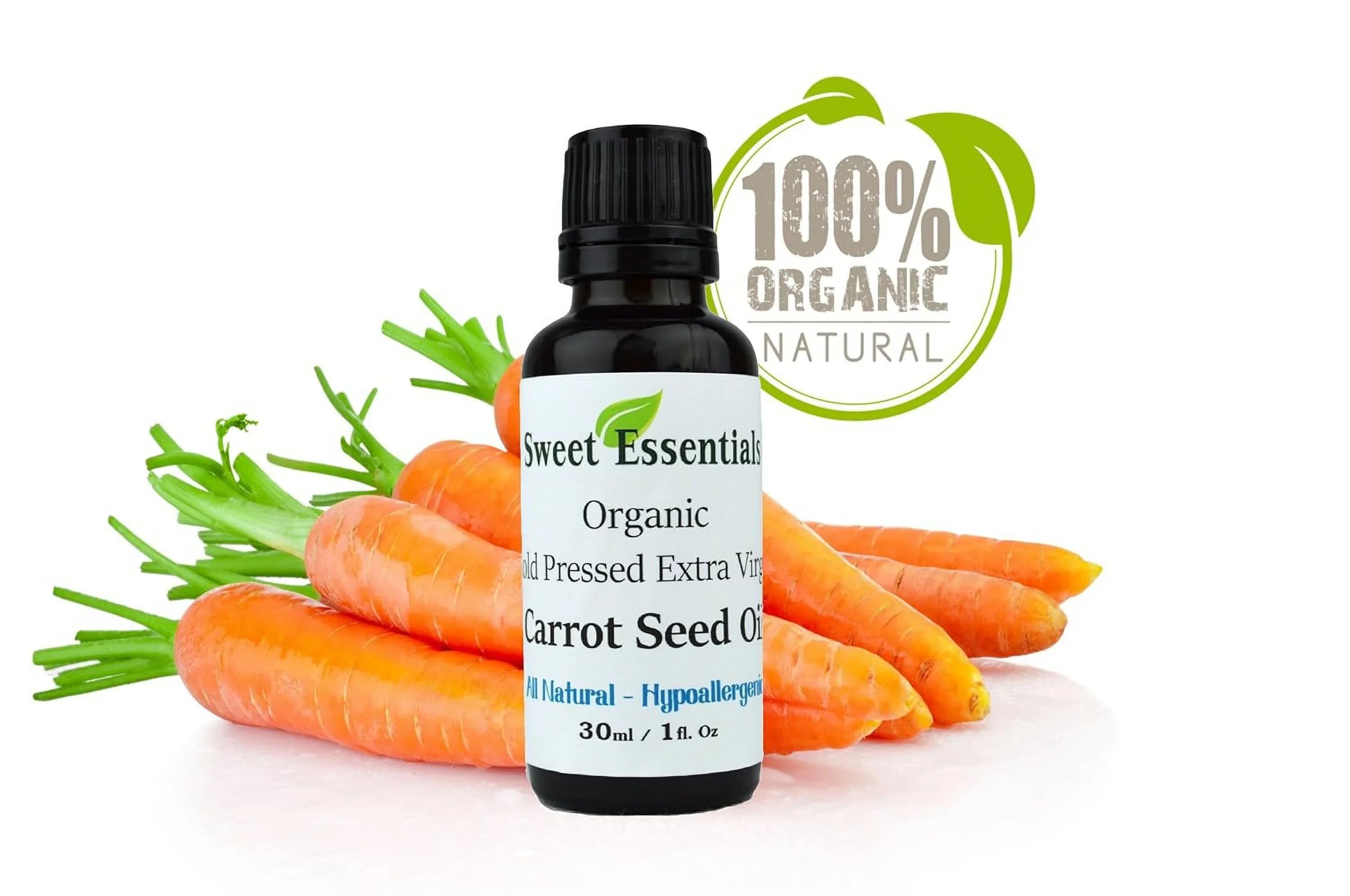 Pure Organic Carrot Seed Oil | 1Oz Euro Dropper | Extra | Cold Pressed | Unrefined | Imported From France | For Hair, Skin, & Nails
