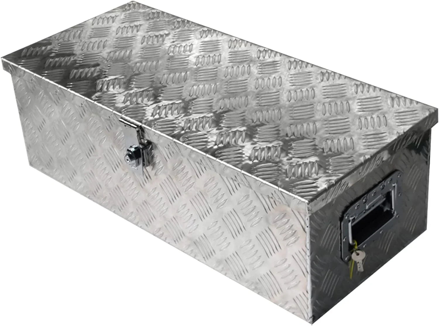 30 Trailer Tongue Tool Box Diamond Tread Aluminum Heavy Duty Truck Pick Up Underbody Flatbed  Storage Organizer Handling Tools Weather Resistant w/Lock Sliver