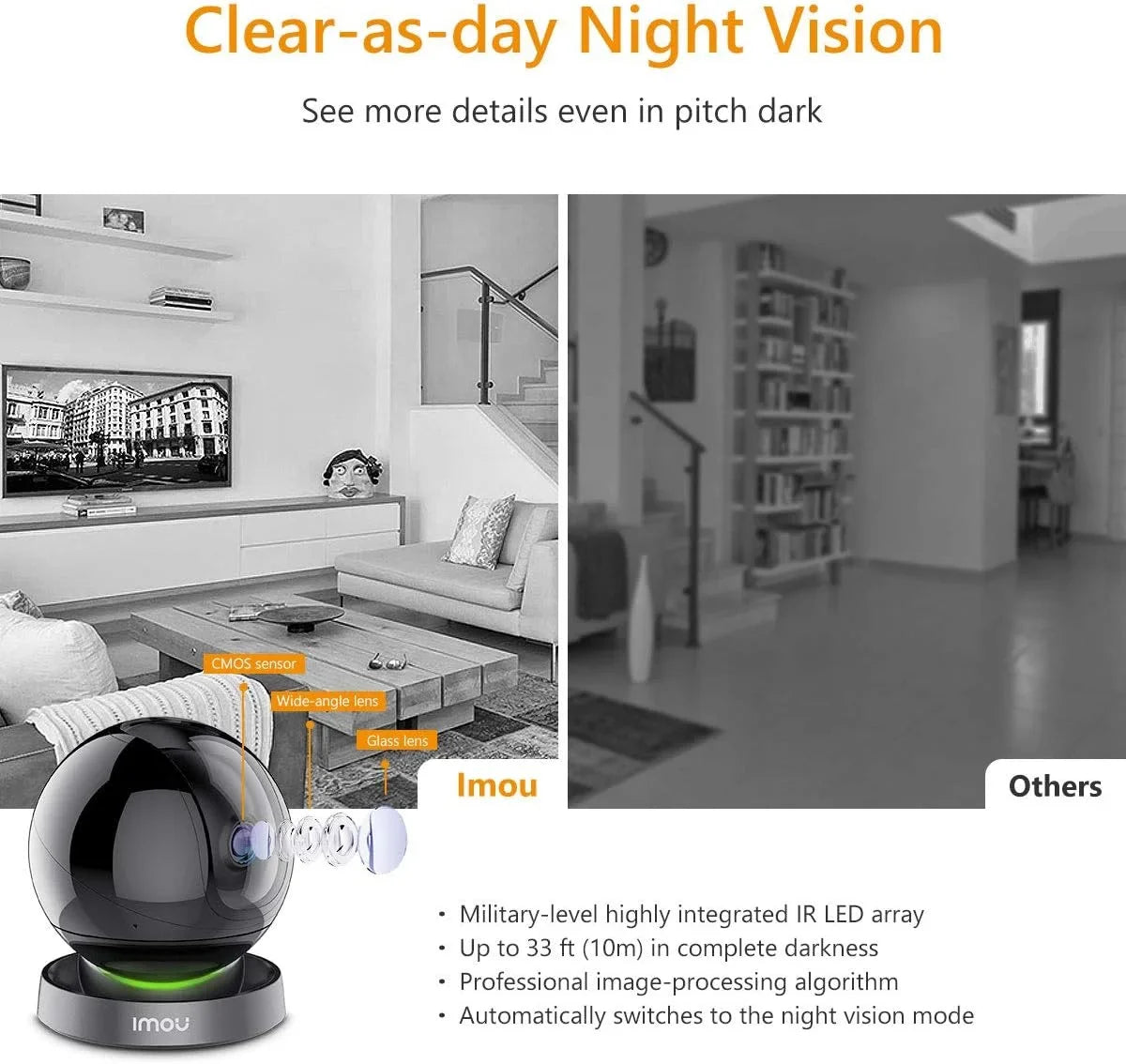 Imou Security Camera Indoor 1080P WiFi Camera (2.4G Only) 360 Degree View Smart Camera with Night Vision, 2-Way Audio, Smart Tracking, Sound Detection, Spotlight & Siren and Ethernet Port, Rex 2MP
