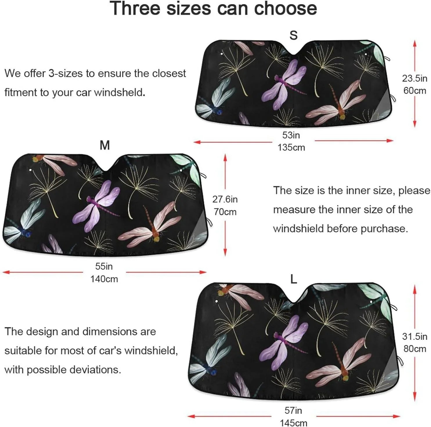 Hyjoy 55x27.6in Dragonfly Car Windshield Sun Shield Shade Foldable Sunshade for Blocks  Rays Protector-Keeps Your Vehicle Cool for Most Sedans  Truck