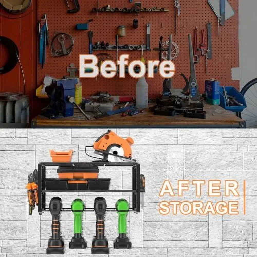 Heavy Duty Power Tool Organizer Utility Storage Rack Wall-Mounted Drill Holder