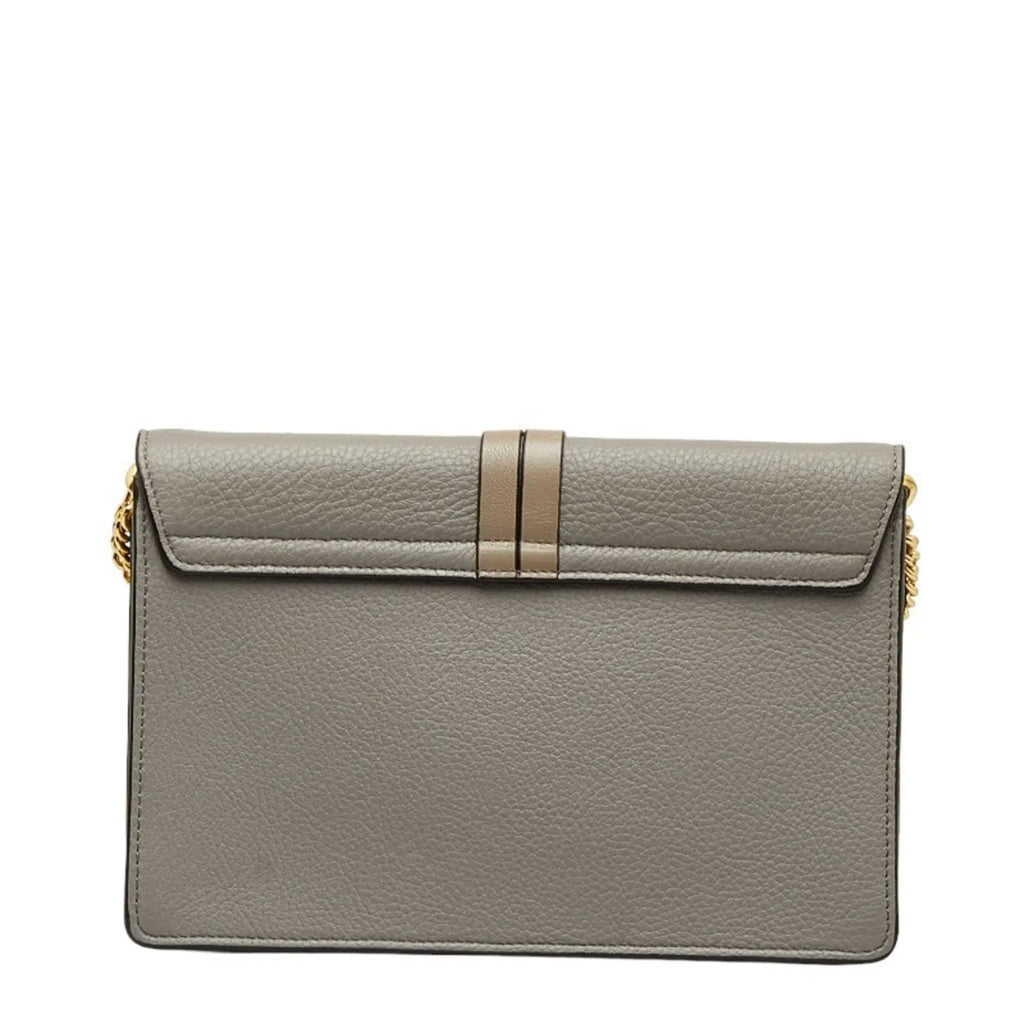Pre-Owned Chloé Chloe  Alphabet Chain Shoulder Bag Gray Leather Women's (Good)