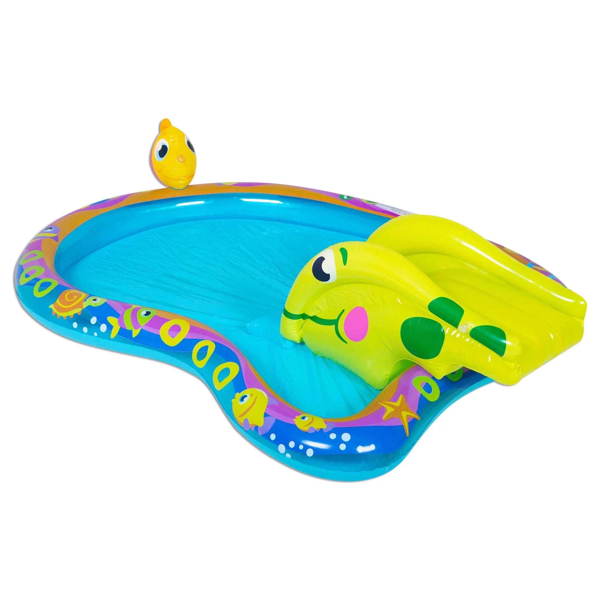 Banzai Shade 'N Slide Turtle Inflatable Kiddie Splash Pool with Sprinkler