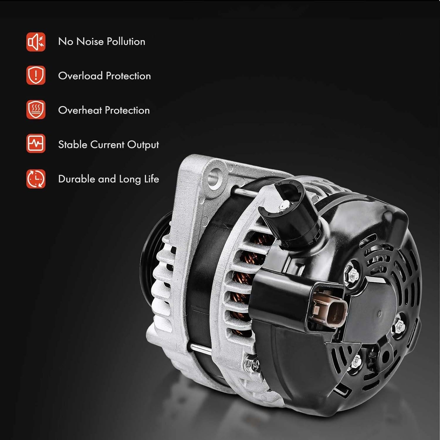 A-Premium Alternator Compatible with Honda Odyssey 2011-2013, Pilot 2012-2015, Ridgeline 2012-2014, V6 3.5L, 130Amp 12V  6-Groove Pulley, Replace# 31100-RV0-A01