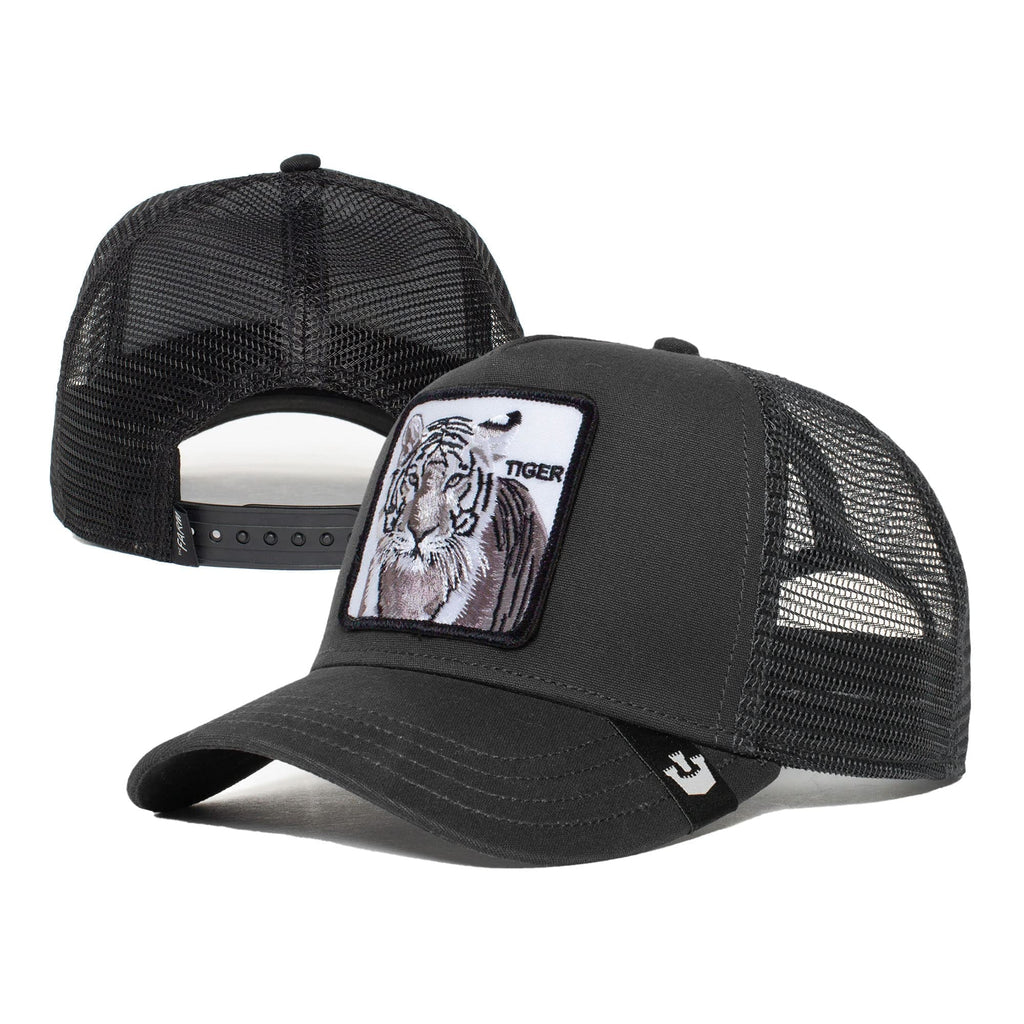 Goorin Bros. The Farm Unisex Original Adjustable Snapback Trucker Hat, Black (White Tiger), One Size