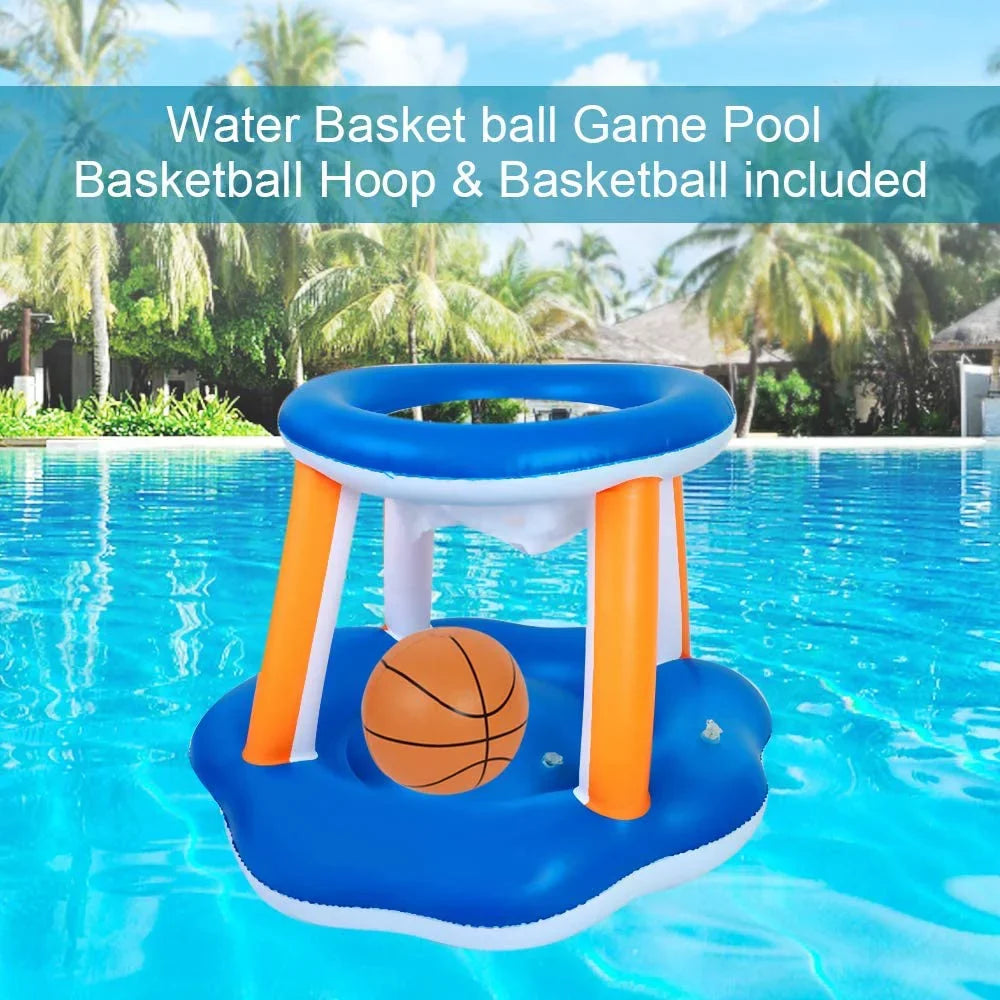Pool Volleyball Set - Pool Volleyball Net Inflatable Basketball, Floats for Adult & Kid Pool Games with 2 Balls for Swimming Game Toy