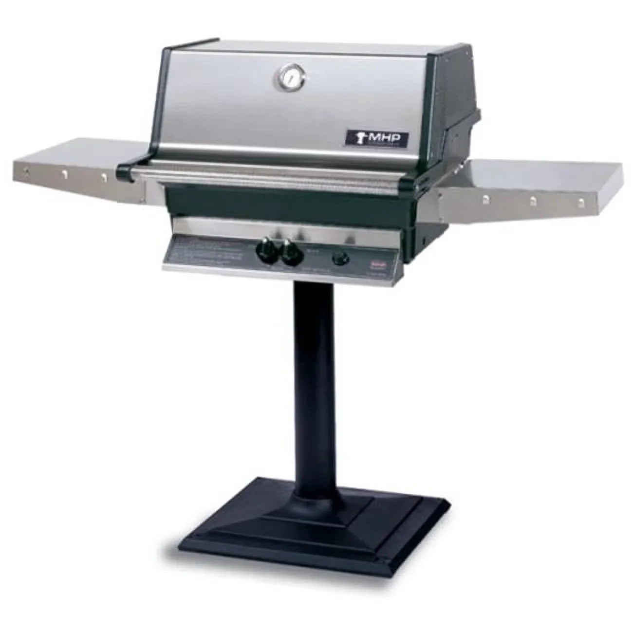 Model Heritage Series Natural Gas Grill with Drop Down Shelves on Patio Base
