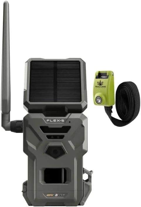 Flex-S Solar Cellular Trail Camera Integrated Solar Panel,  Connectivity, 100-foot Flash/Detection Range, Internal Battery, Optional Battery Backup + Steel Reinforced Strap