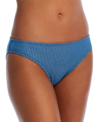 Shoshanna Womens Sea Ribbed Classic Bikini Bottom Swimwear Size Medium