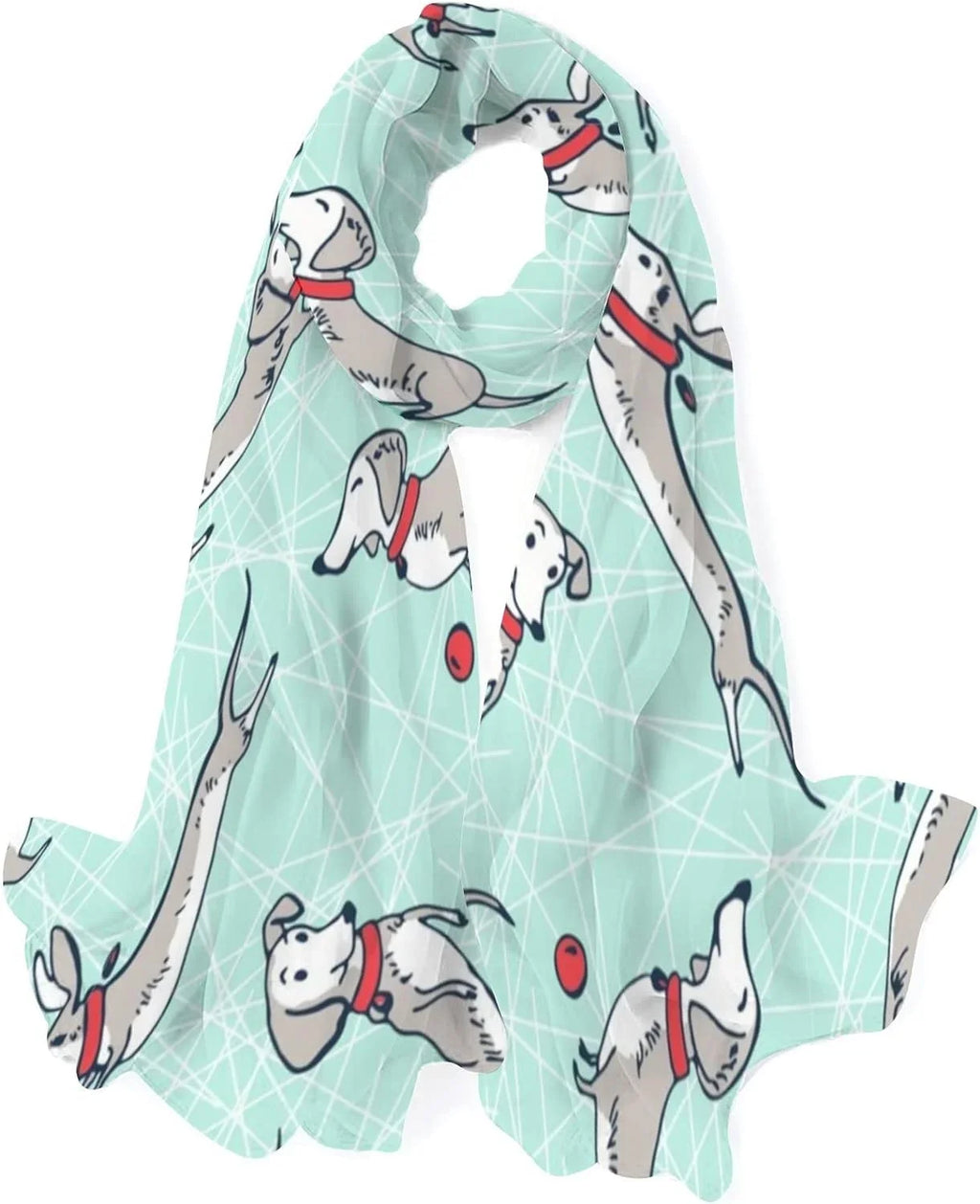 Hyjoy Playing Dogs Long Silk Neck Scarf Lightweight Shawl Wrap Scarves for Women Girls