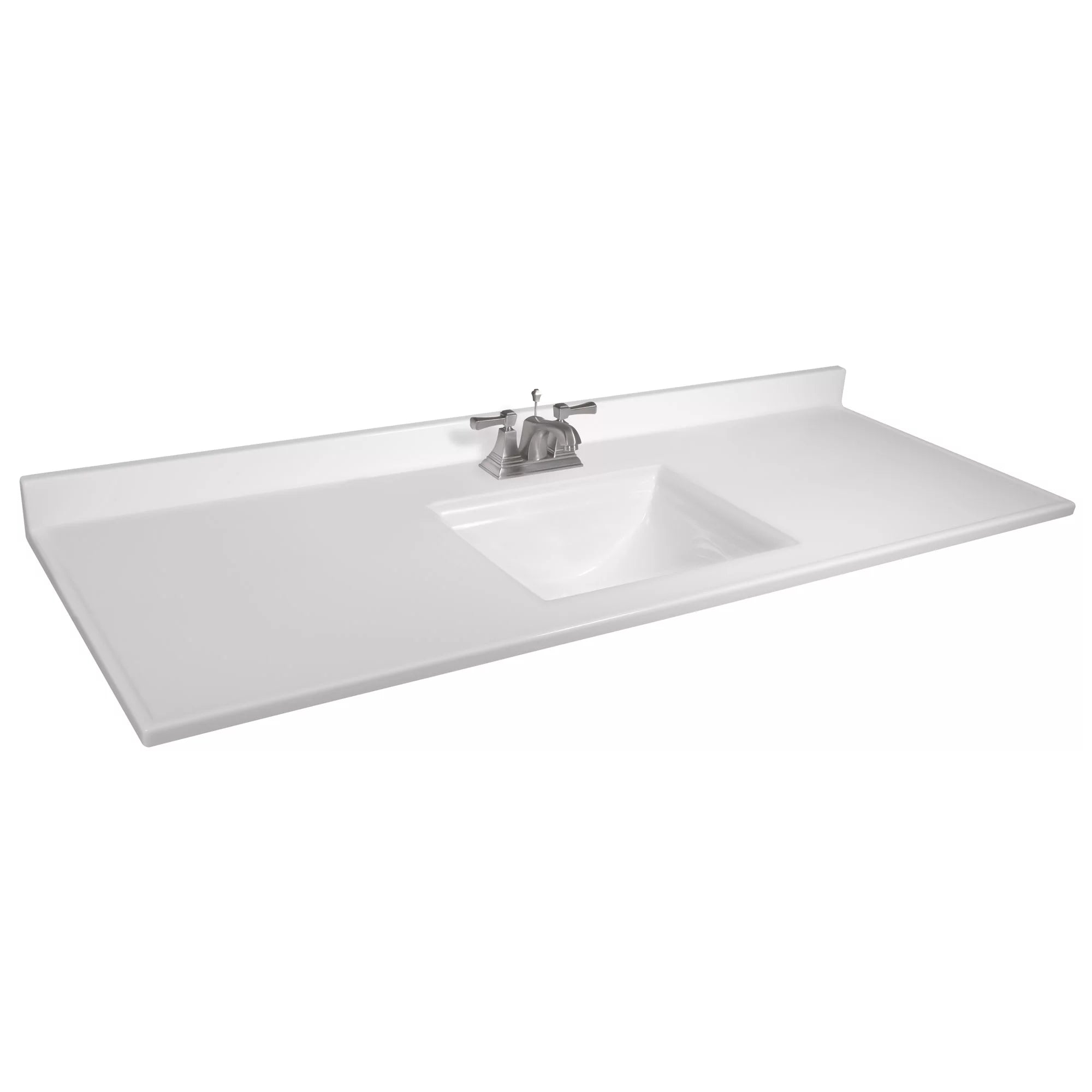 Design House 557660- 61-inch Camilla Cultured Marble Centerset Mount Rectangle Single Bow Vanity Top with Integrated Backsplash, Solid White