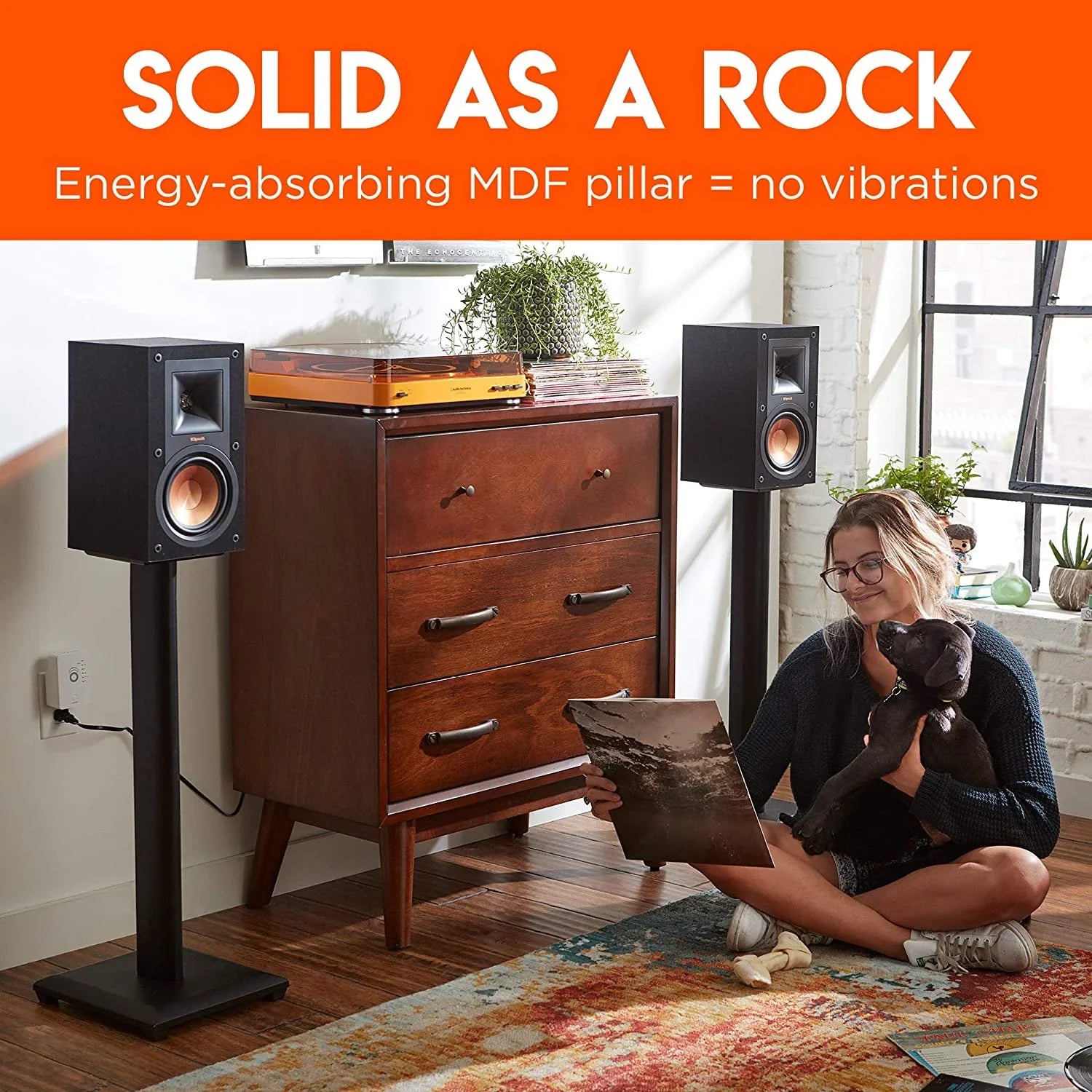 Premium Universal Floor Speaker Stands - Vibration-Absorbing  Design Works with Edifier, Polk, & Other Bookshelf Speakers Or Studio Monitors - Includes Sound Iso Pads & Carpet Spikes