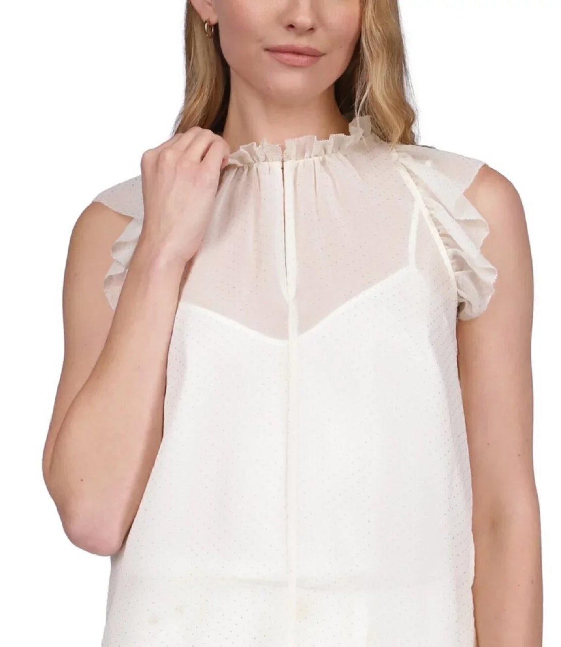 Michael Kors Dewdrop Chiffon Ruffled Top