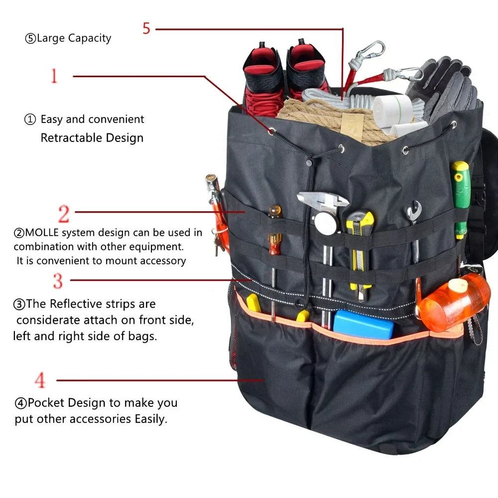 Large Capacity Tire Trash Backpack Spare Tire Tool Storage Bag  Trunk Organizer For Wrangle   Off-Road Outdoors Recovery
