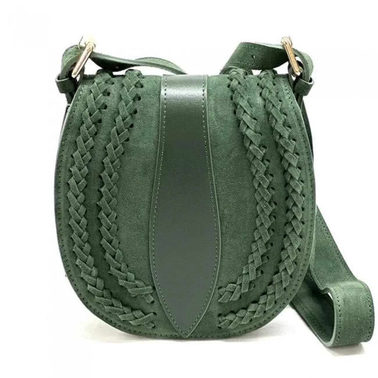 Italian Artisan  Lara Womens Vintage Suede Leather Messenger Bag, Light Green - Small