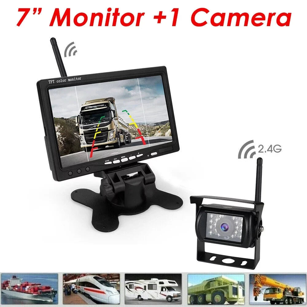 1Pack Waterproof Backup Camera with 7" Monitor Kit: Night Vision, Wireless Vehicle Parking System for , Bus, Trailer, Truck