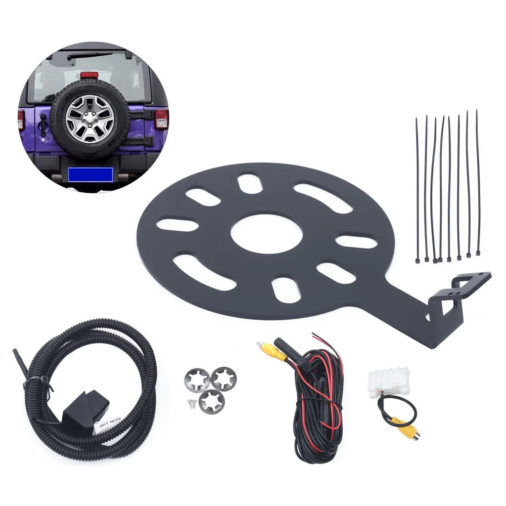Rear View Backup Camera Kit for Jeep Wrangler  2007-2018 w/ Spare Tire Bracket