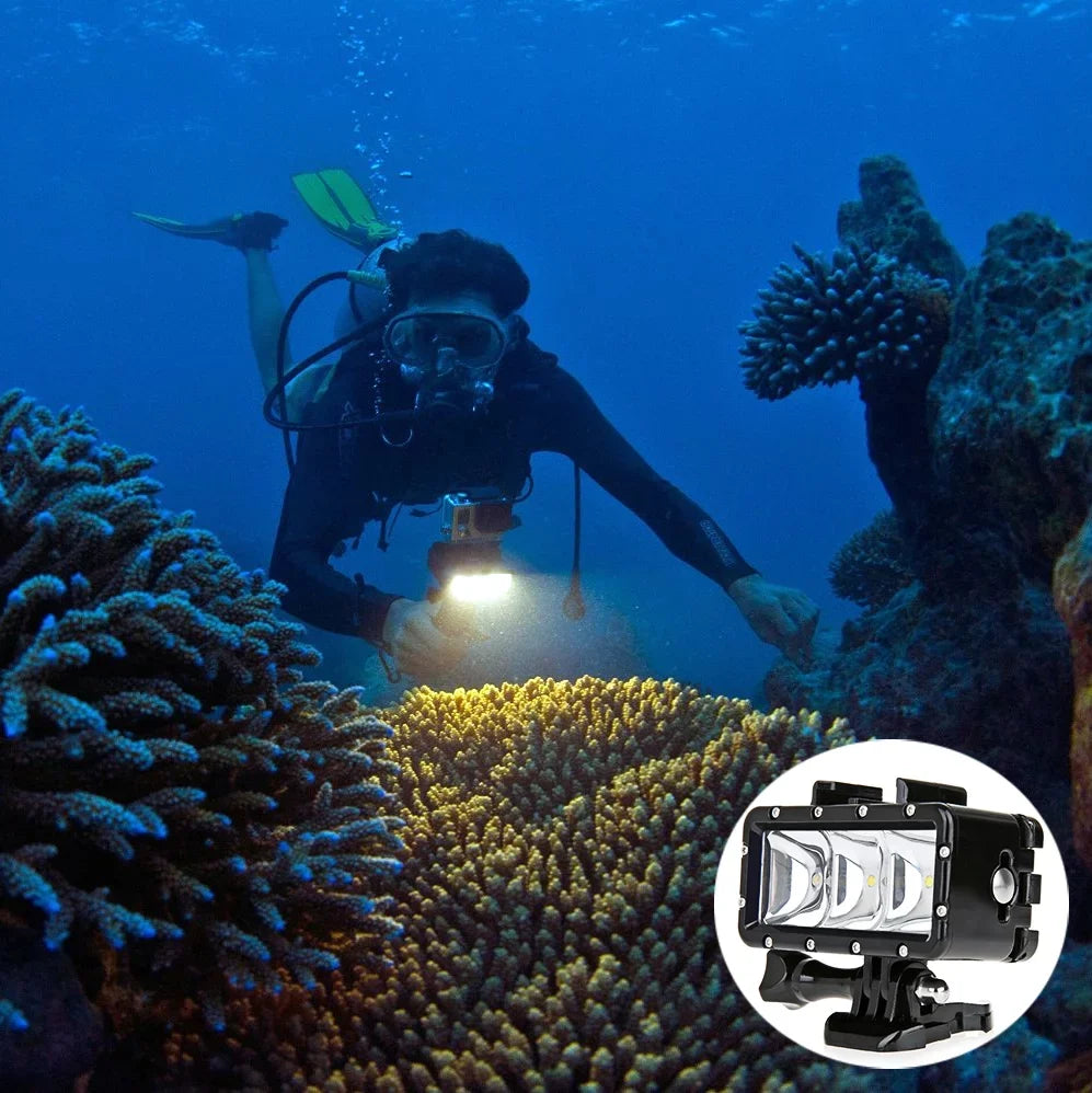 Opteka Goggles Scuba Diving Mask + Waterproof  Flash Light for GoPro HERO4, HERO3, HERO2 Black, Silver, Session, SJ6000, SJ4000 and Similar Action Cameras