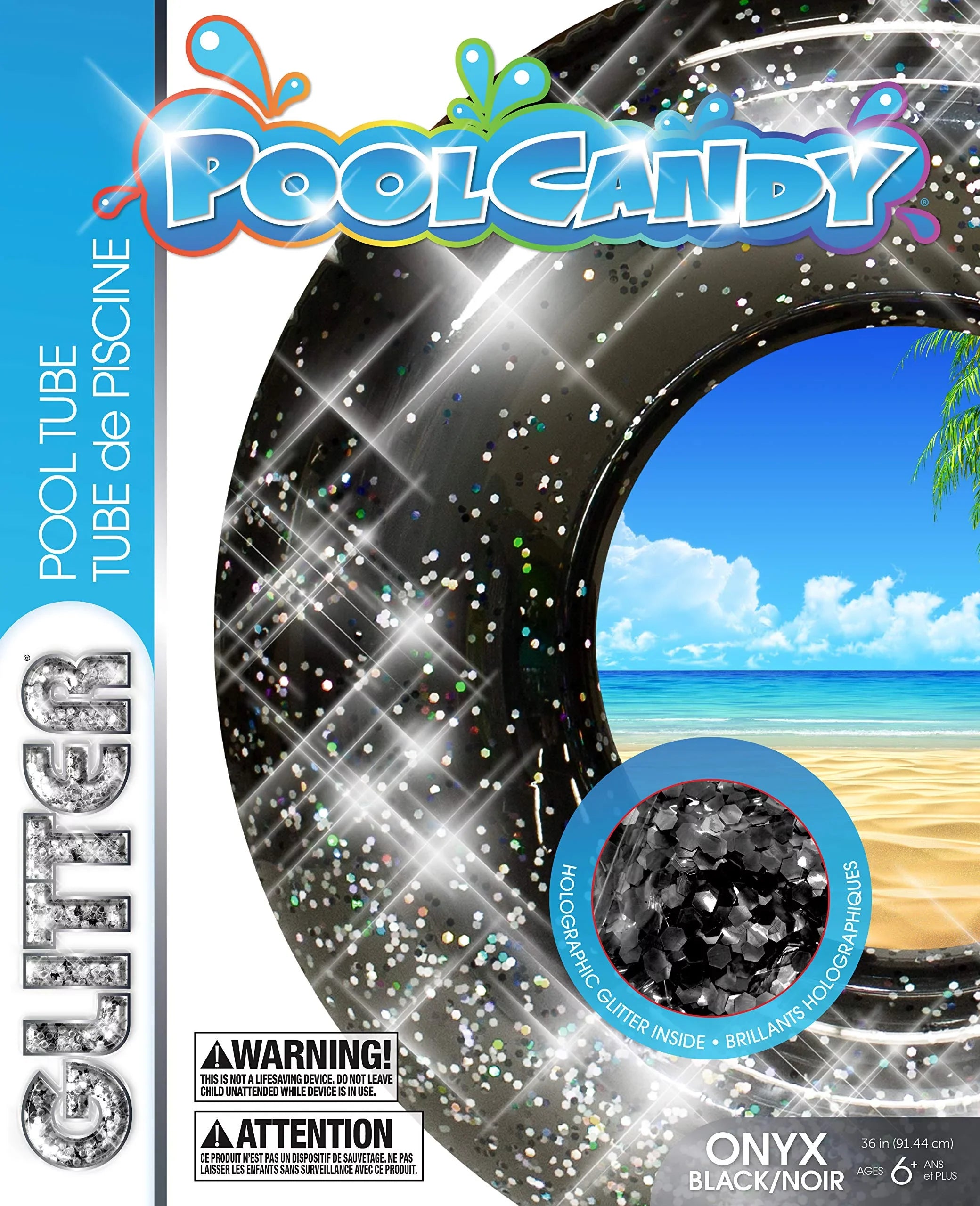 Glitter Pool Tube 48"- Black Glitter