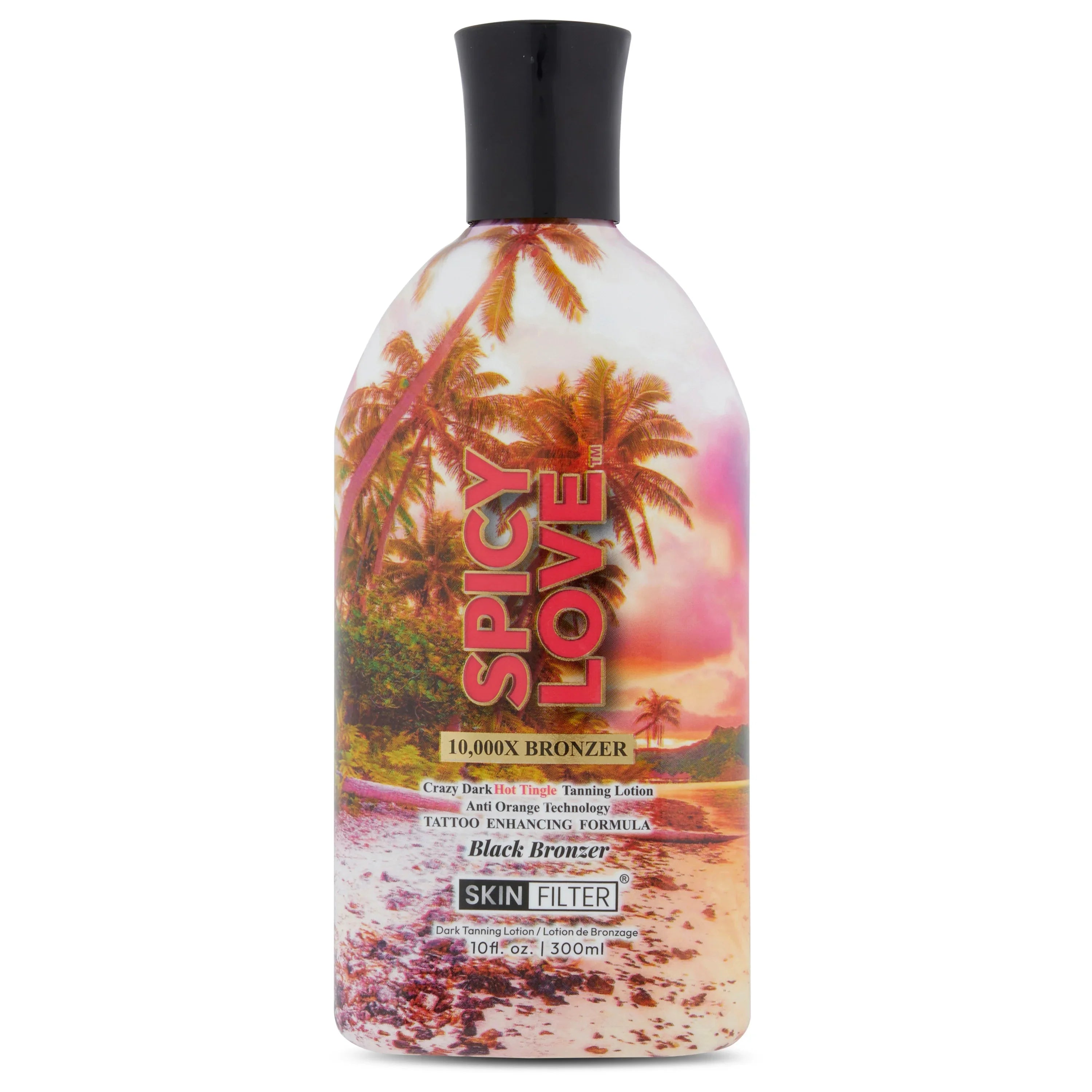 Skin Filter Spicy Love Tanning Lotion – 10,000X Crazy Dark Self-Tanning Lotion – Self-Tanner with Anti-Orange Technology and Tattoo Protection – Black Body Bronzer Made in the  – Hydrating Formula