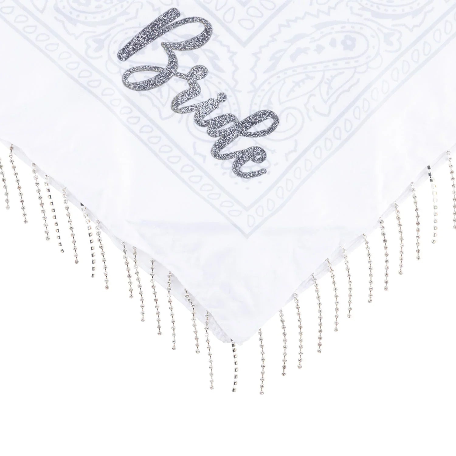 Bachelorette Fringe Bandana, 5PK with one white and four pink rhinestone bandanas