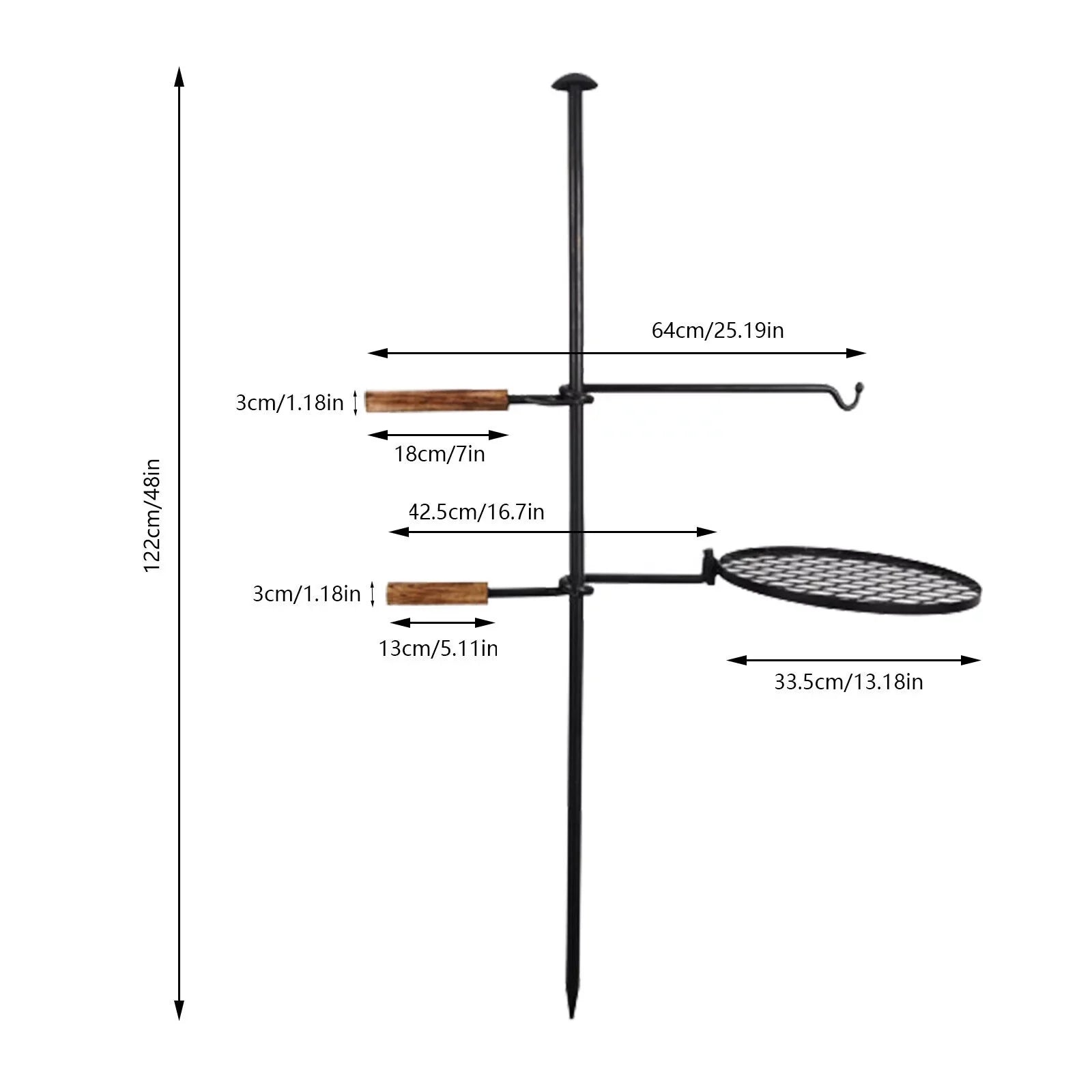 2 in1 Adjustable Fire Pit Grill Outdoor Swivel Camping Grill Charcoal  Grill