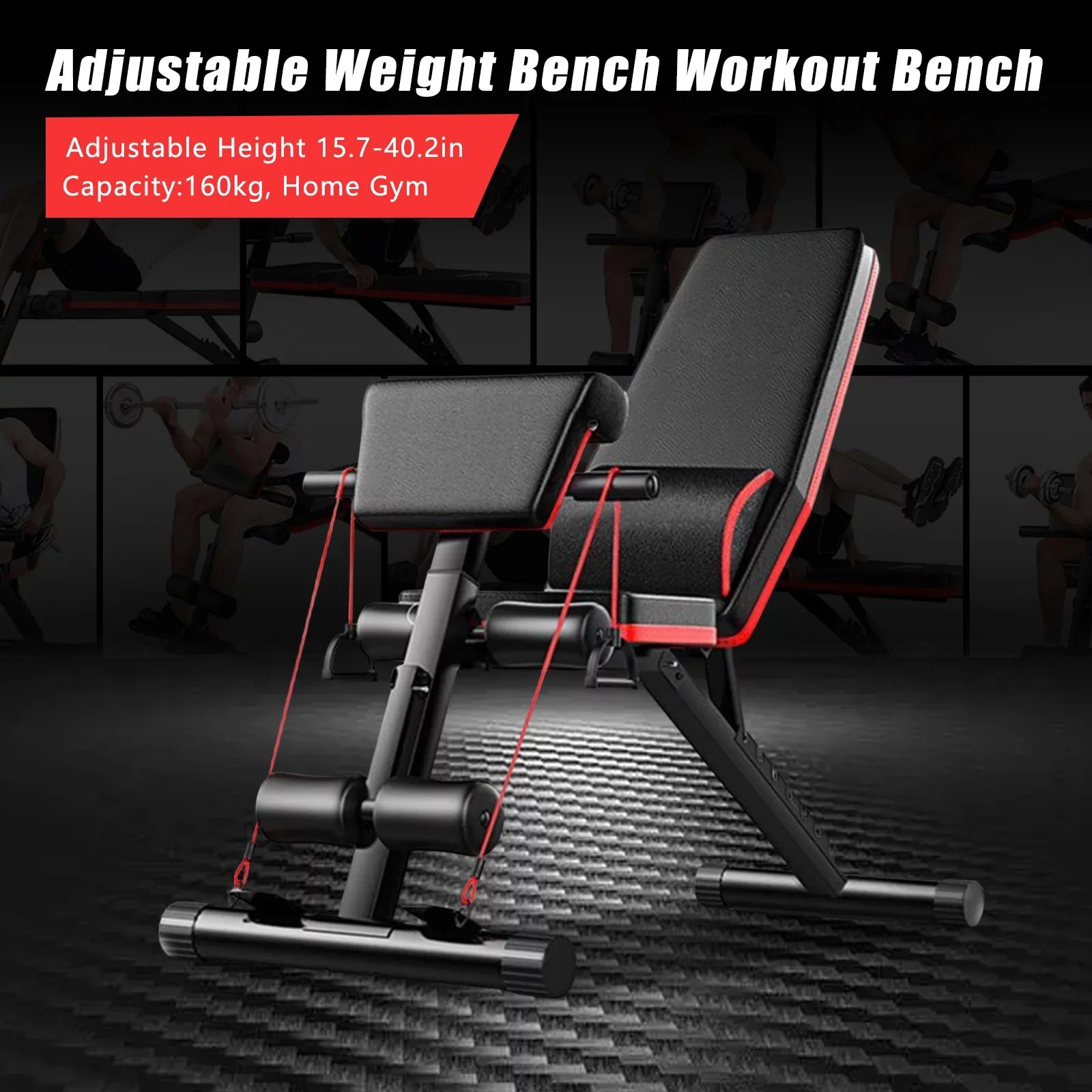 TOOL1SHOoo Foldable Adjustable Weight Bench Incline Decline Exercise for Full Body Workout Home Gym with Fast Folding