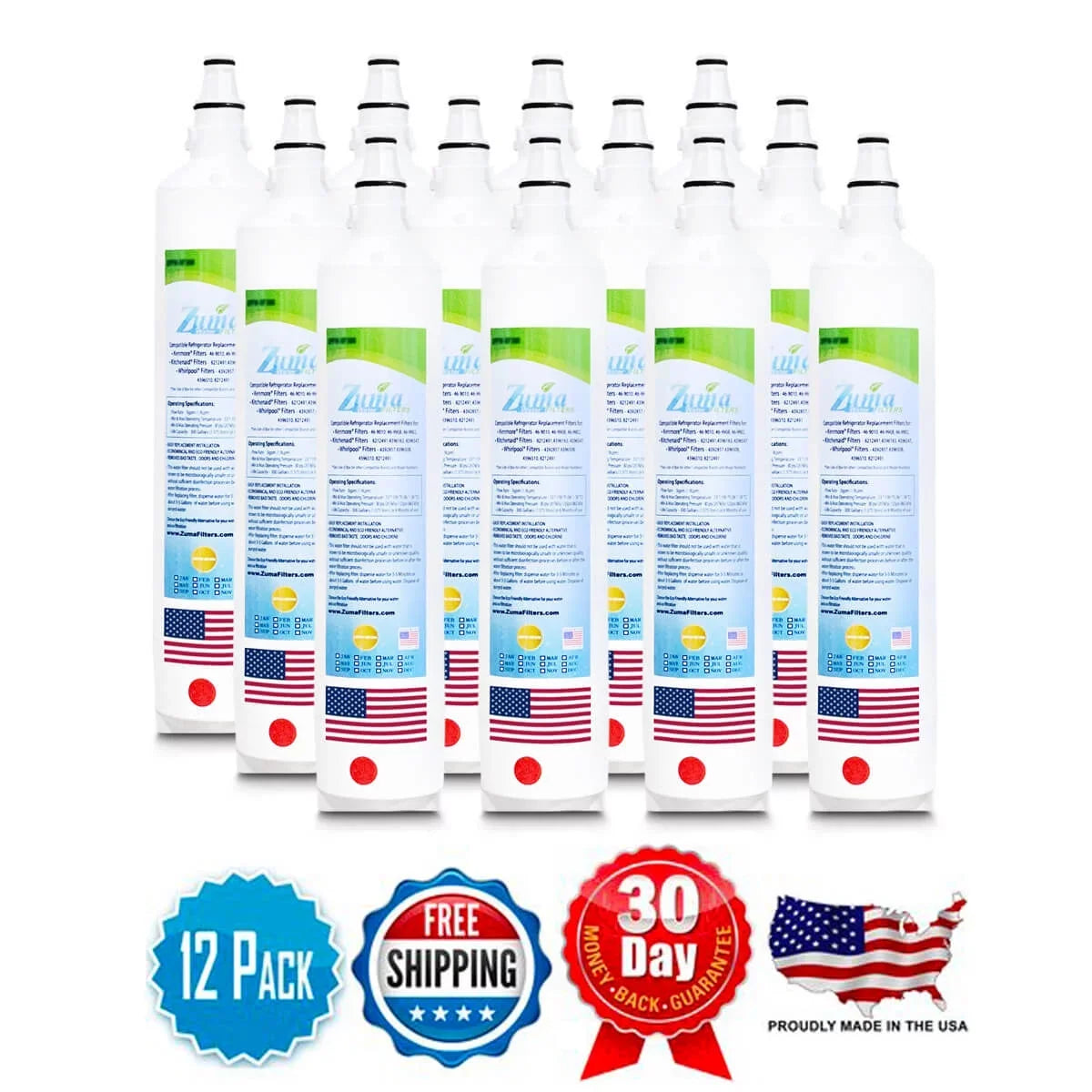 Brand , Water Filters , Model # ZWFZ1-RF750 , Compatible with Subzero® 4204490 - 12 Pack - Made in U.S.A.