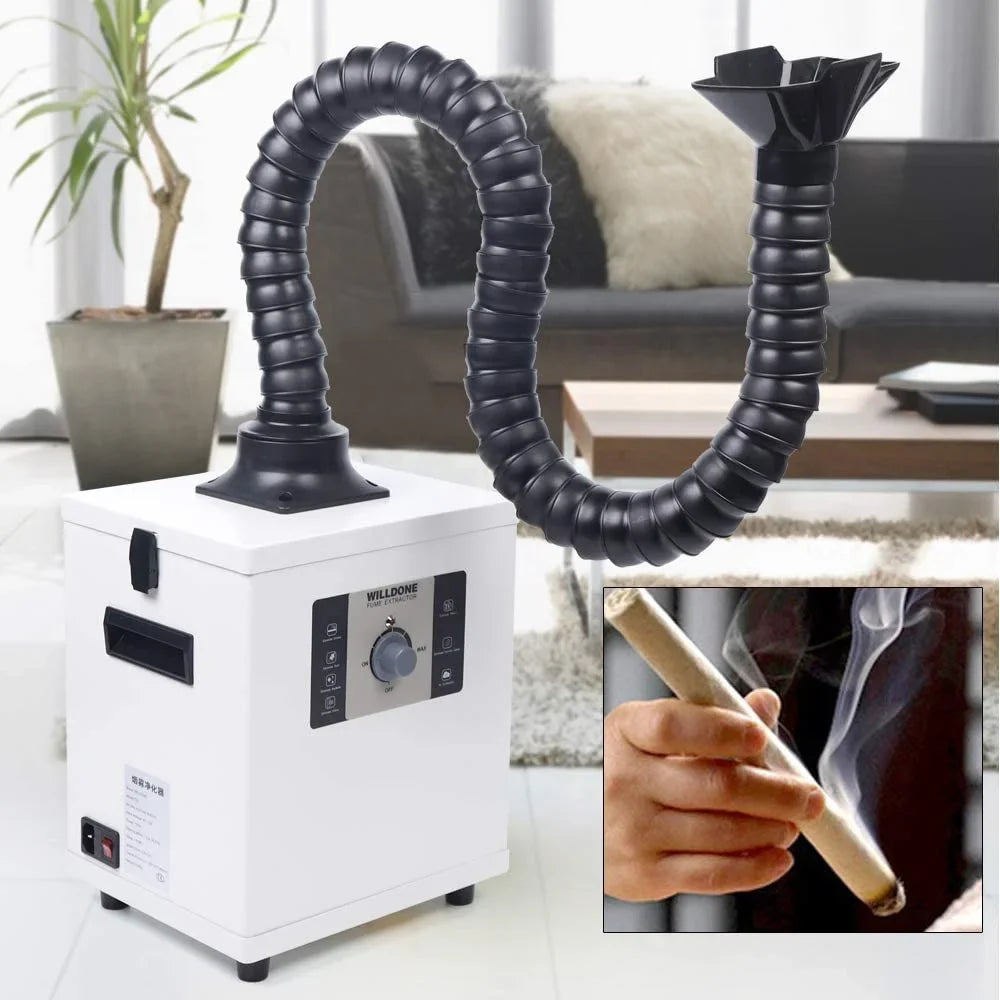 Fetcoi Fume Extractor With Hose, 3-Layer Filter Smoke & Air Purifier Singel-Head 360° Rotatable