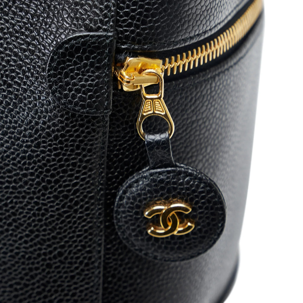 Pre-Owned Authenticated Chanel  Caviar Vanity Bag Leather Black Unisex (Good)