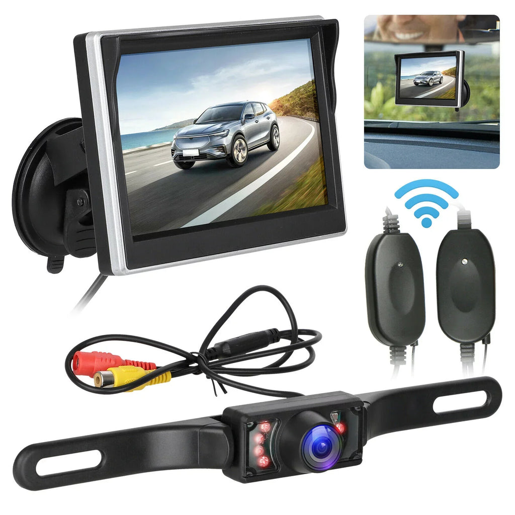 Wireless Backup Camera System Kit with 5'' Monitor Rear View Reverse System for Car/Truck/Van/Pickup/Camper