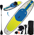 Blue Water Toys Inflatable Crossover Stand Up Paddle Board/Kayak Kit - Blue Yellow 10 feet by 32 inches