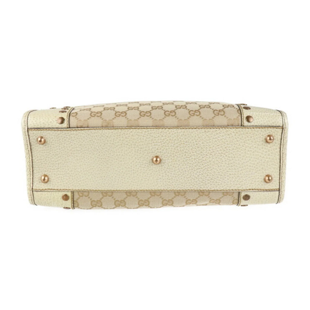 Pre-Owned  Gucci tote bag 124261  canvas leather beige ivory (Good)