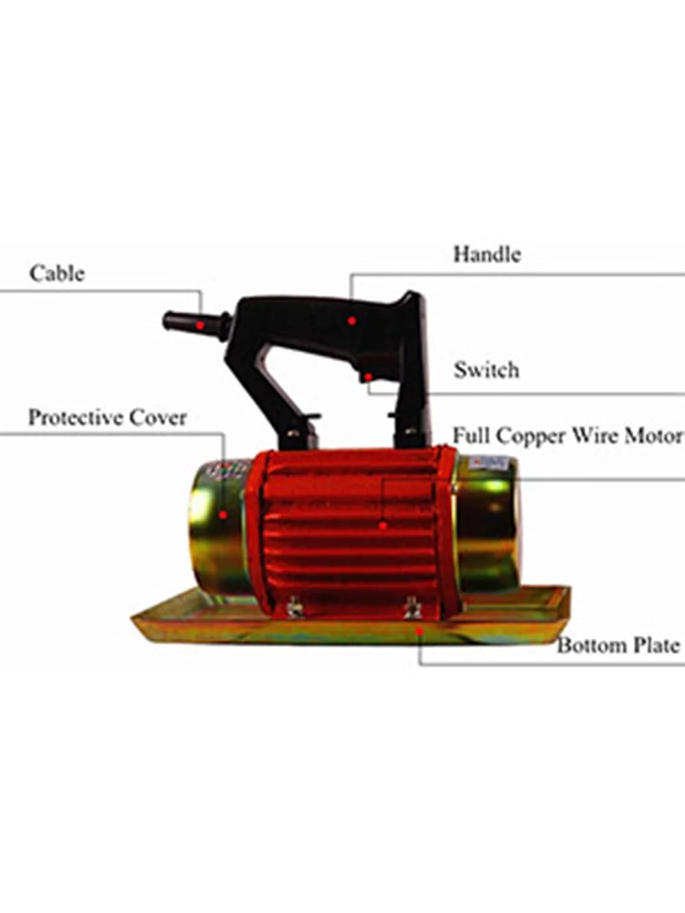 PreAsion Portable Handheld Cement Vibrating Machine Troweling Concrete Vibrator Concrete Flat Plate Vibrator 220V 250W