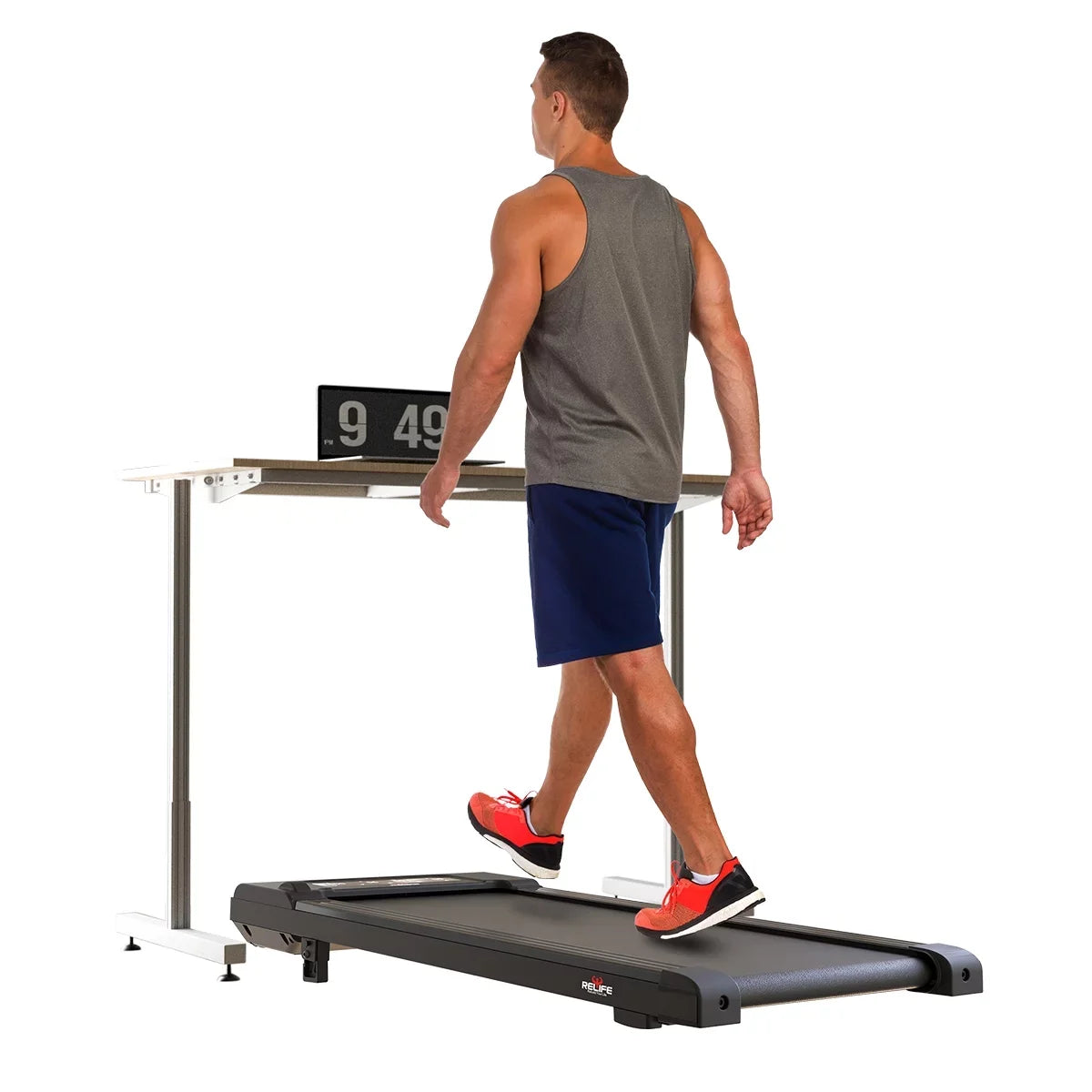 Relife SuperFit 0.5-4MPH Walking Pad Under Desk Treadmill Quiet 220 lbs Capacity Portable with  Display Black
