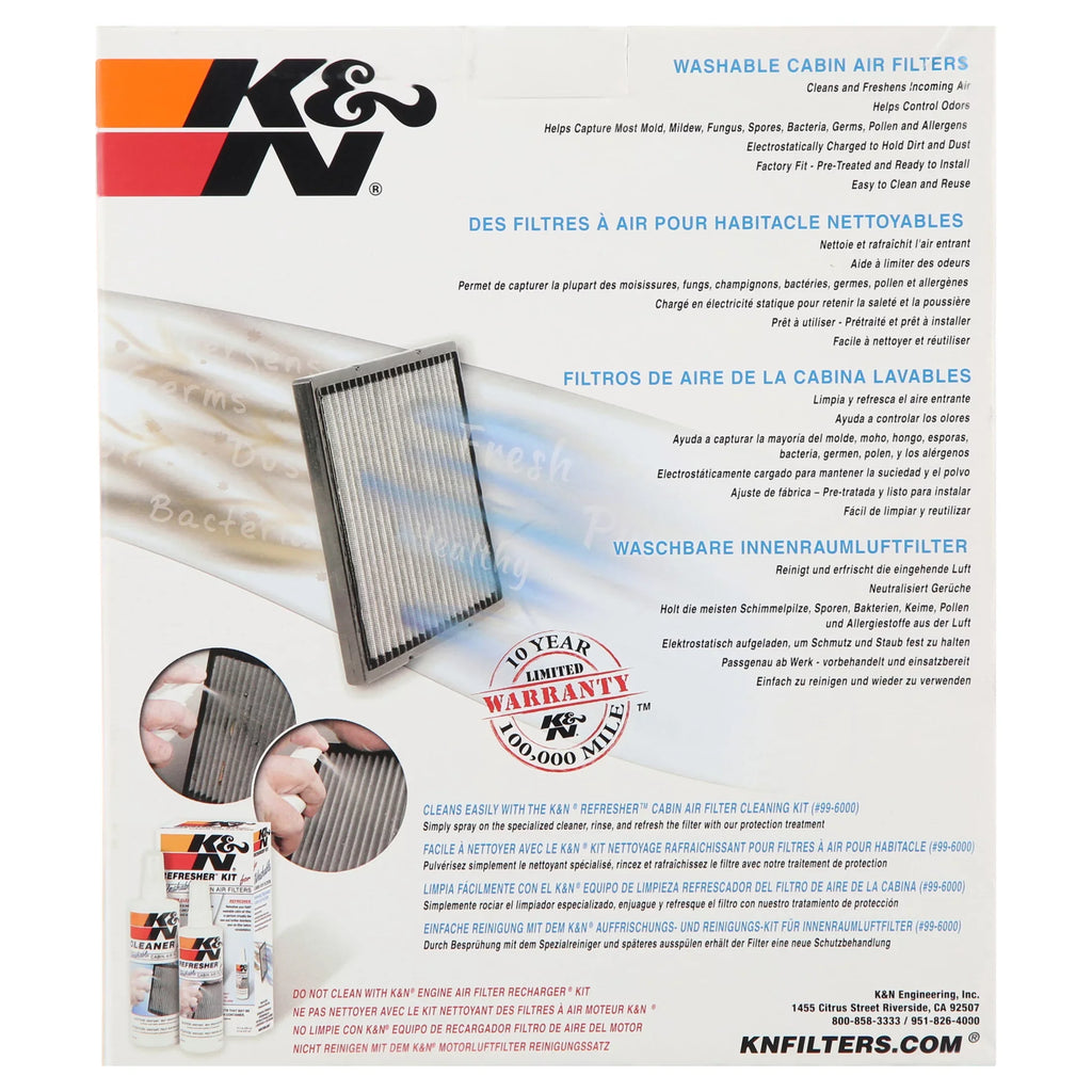 K&N VF2014 Washable & Reusable Cabin Air Filter Cleans and Freshens Incoming Air for your Kia, Hyundai