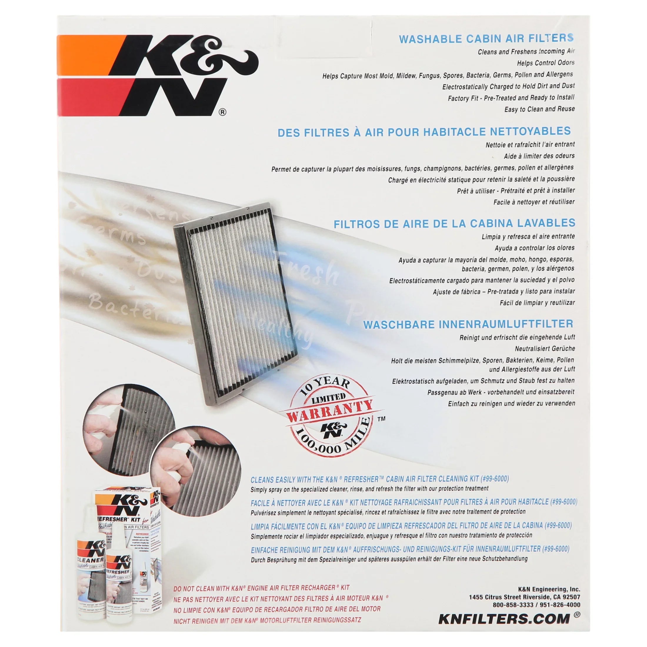 K&N VF2014 Washable & Reusable Cabin Air Filter Cleans and Freshens Incoming Air for your Kia, Hyundai