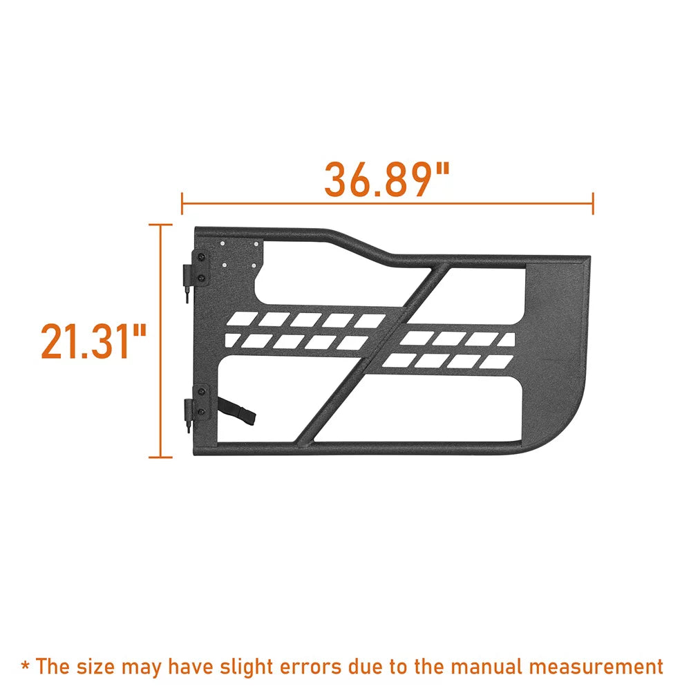 Hooke Road Fit 2018-2023 Jeep Wrangler  2-Door Steel Tubular Half Door Guards Frame Black