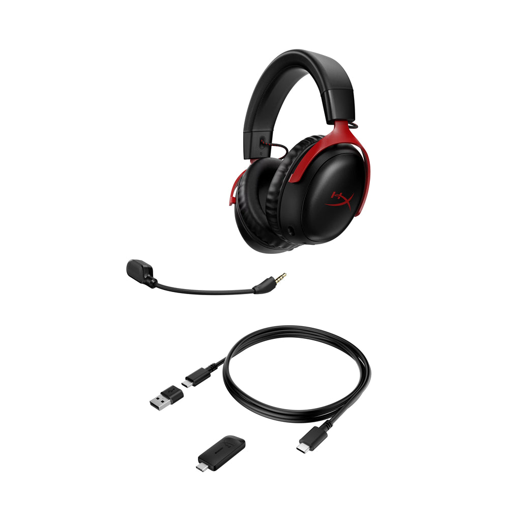 HyperX Cloud  Wireless – Gaming headset for , PS5, PS4, up to 120-hour Battery, 2.4GHz Wireless, 53mm angled drivers, Memory foam, Durable Frame, 10mm microphone – Black/Red