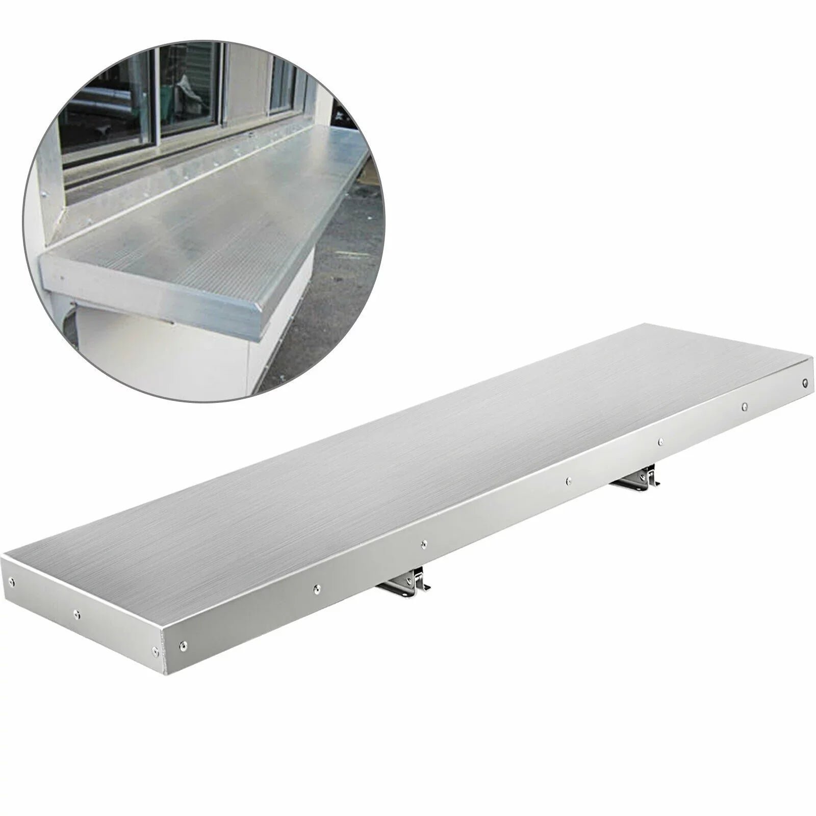 Concession Shelf 48L x 12W inch Stainless Steel Drop Down Folding Serving Food Shelf Stand Serving for Concession Trailer Serving Window