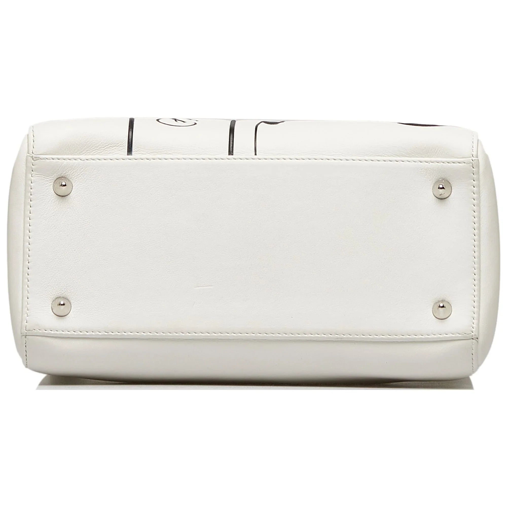 Pre-Owned Authenticated Medium Lambskin Paradise Lady Dior Leather White Satchel Unisex (Good)