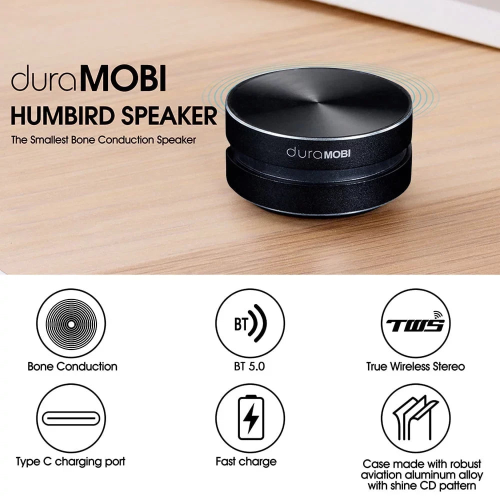 dura  1 Pack Wirelessly  Speaker Bone Conduction Speakers Mini Portable Loud Stereo Sound Built-in Mic Sound Box Red