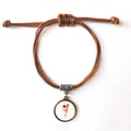 Cherry Conical Cup Sweet Ice Bracelet Leather Hide Rope Wristband Brown Jewelry